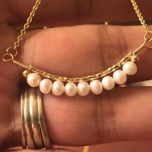 925 silver natural pearl necklace 14k gold plated